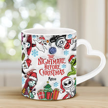 Load image into Gallery viewer, Personalized Nightmare Before Christmas Mug with Heart Handle
