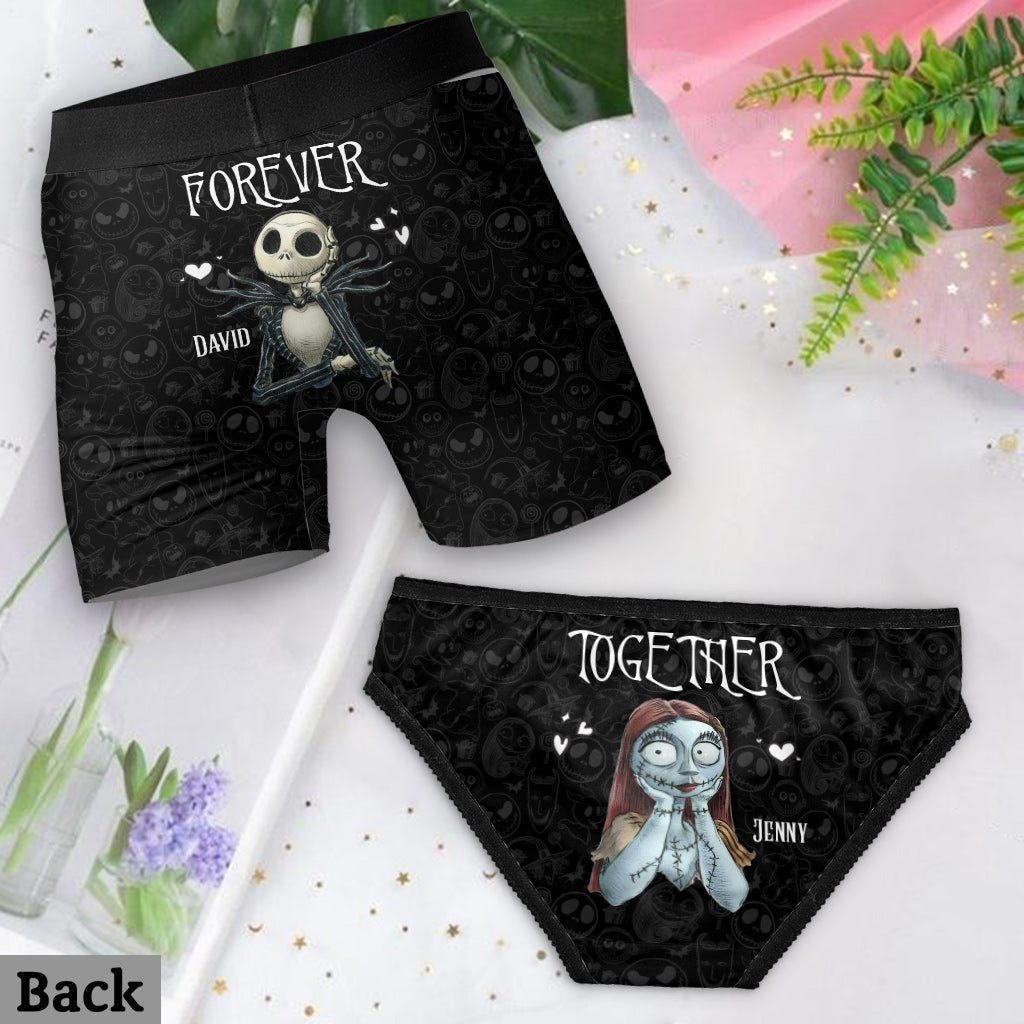 Personalized Lace Border Women Briefs & Men's Boxer Briefs Custom Name Gift for Couples