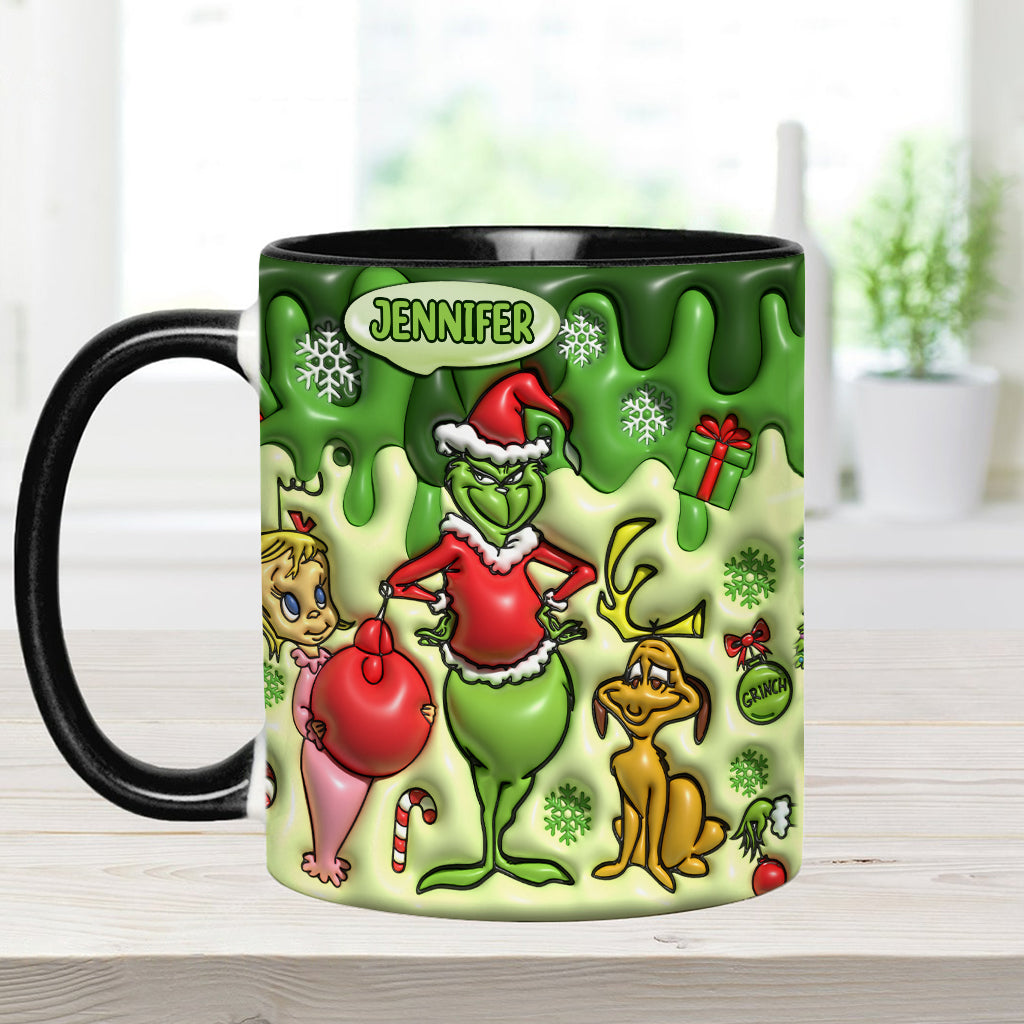 Personalized Grinch Accent Mug & Coaster Custom Name Gift
