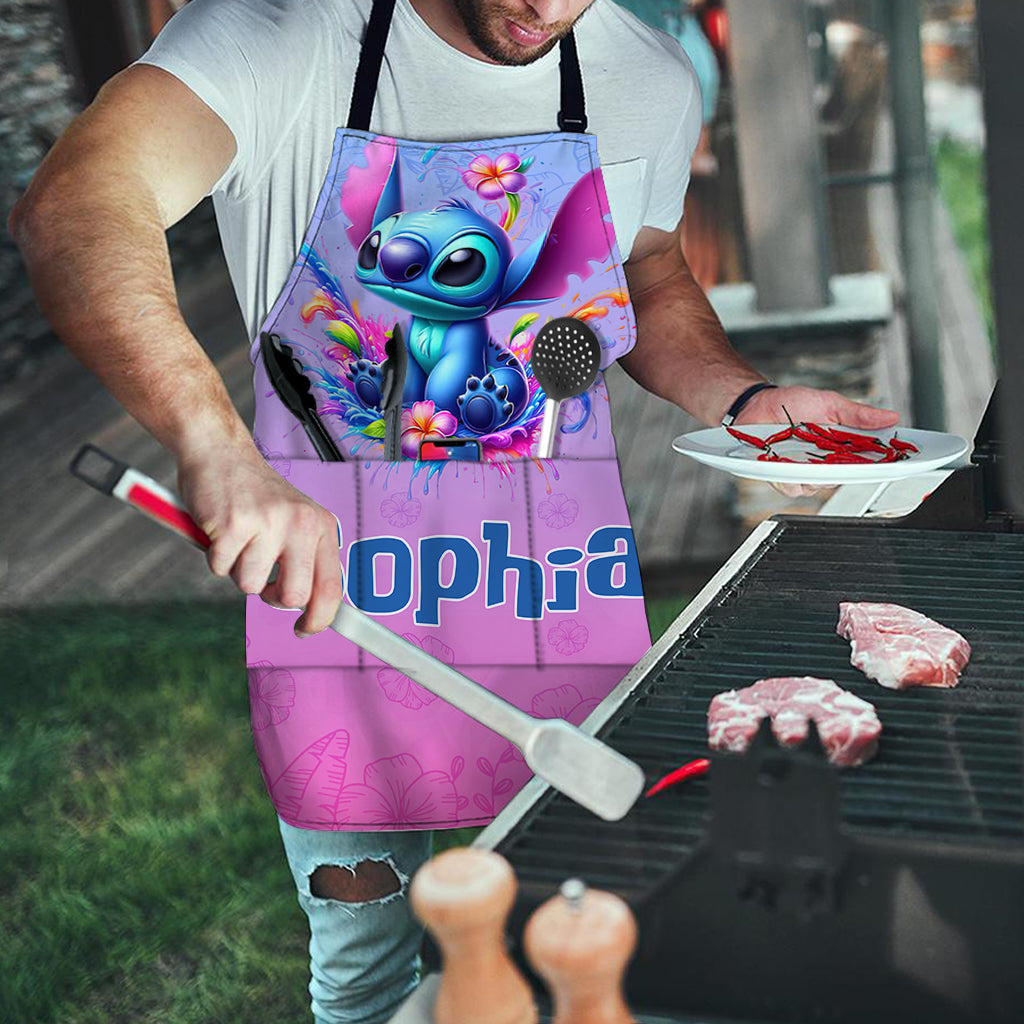 Personalized Colorful Ohana Apron with Custom Name Gift for Cooking Enthusiast
