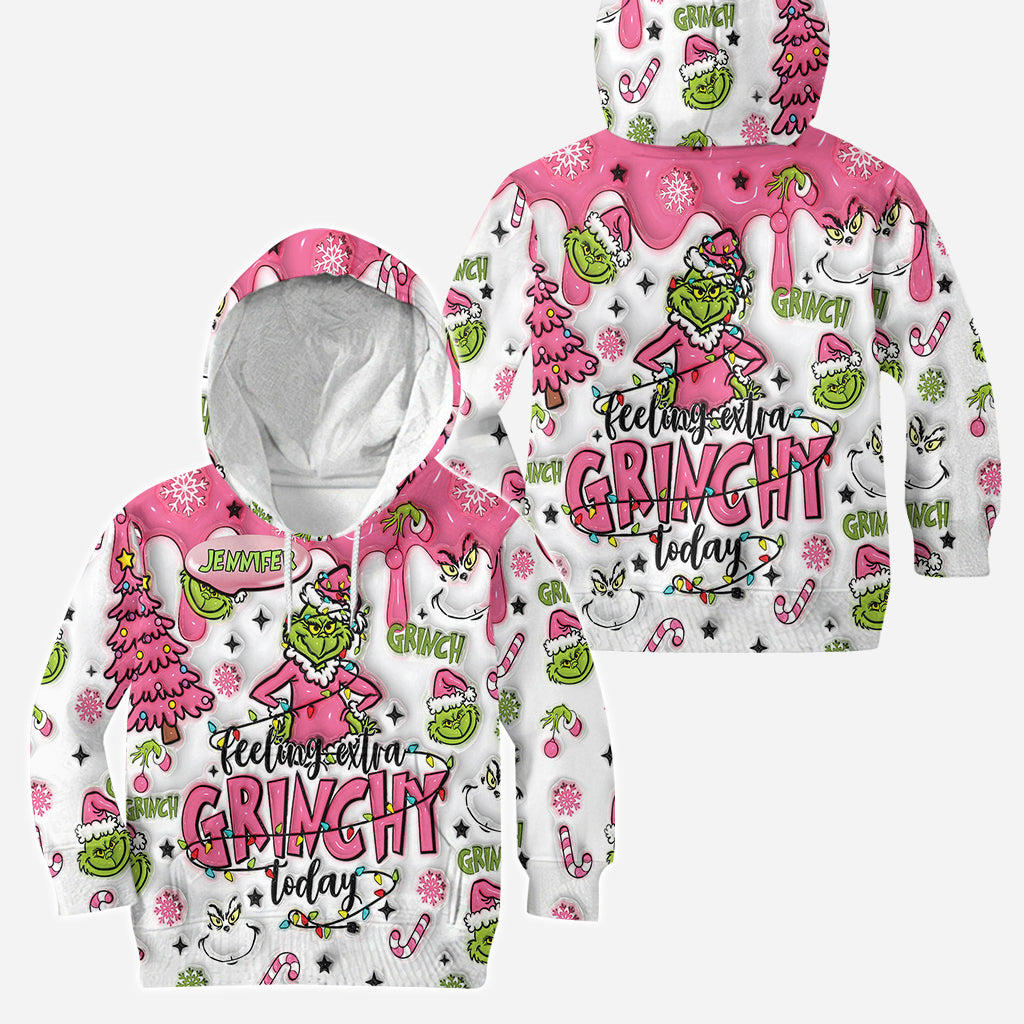 Personalized Grinchy Hoodie and Leggings Set for Christmas Gift