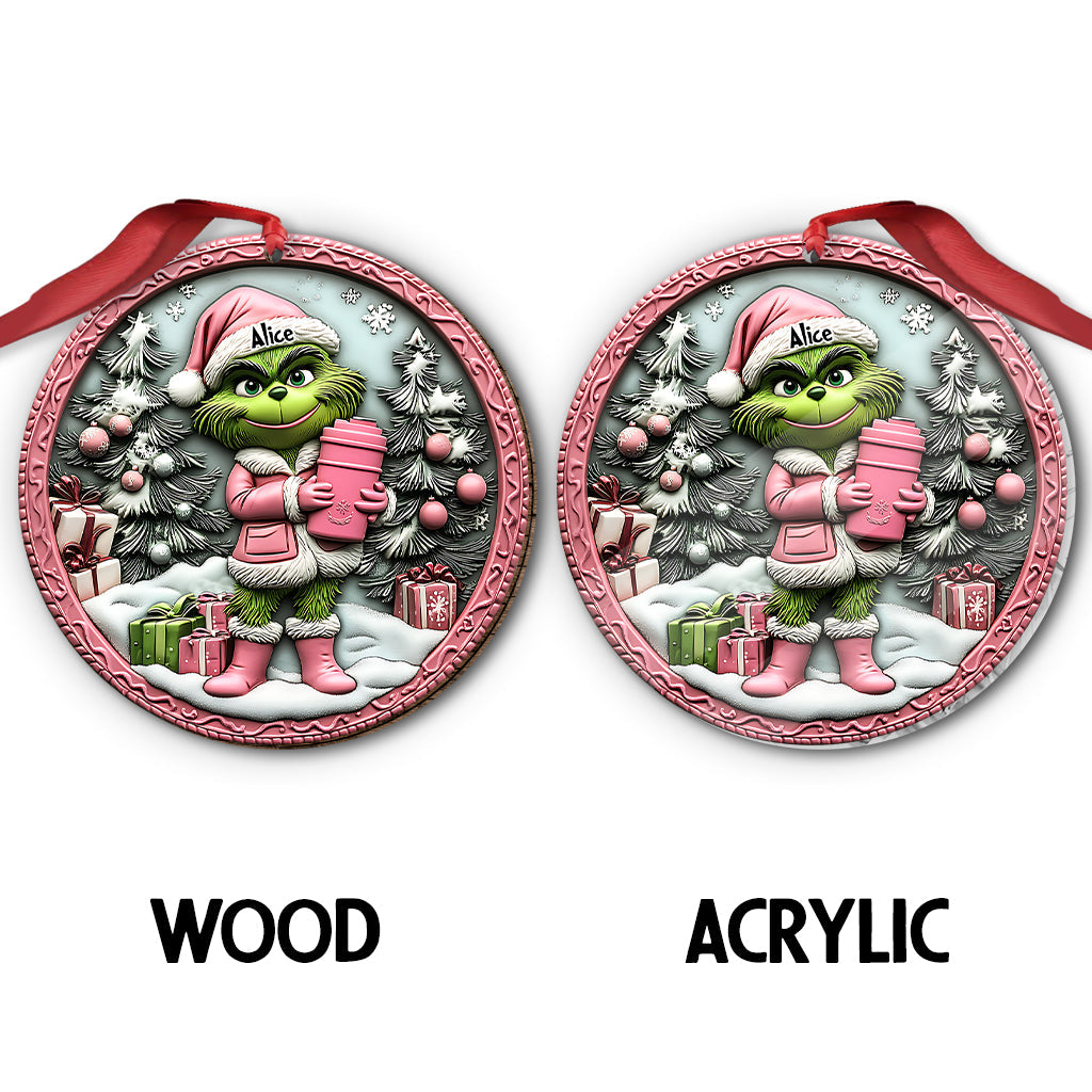 Personalized Grinch Christmas Ornament Custom Name Gift