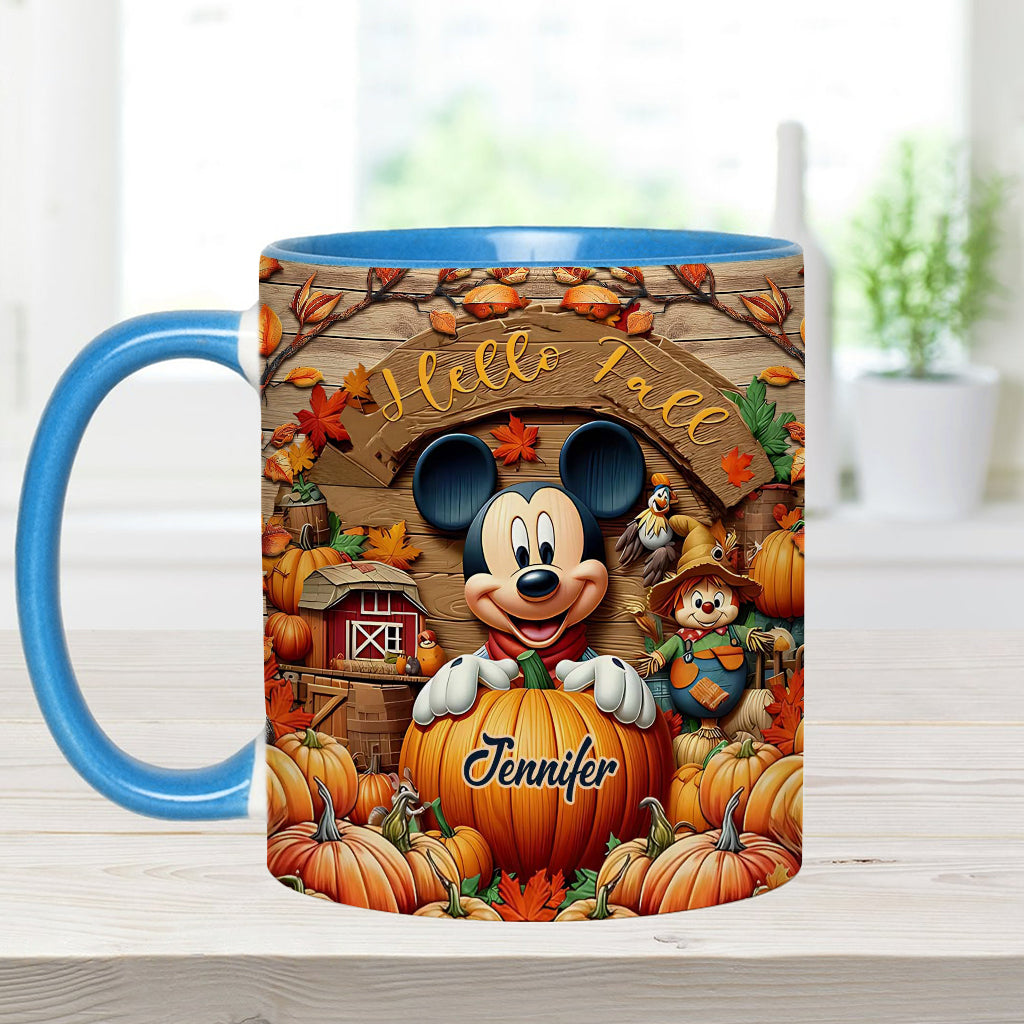 Personalized Hello Fall Accent Mug Custom Name Gift Idea