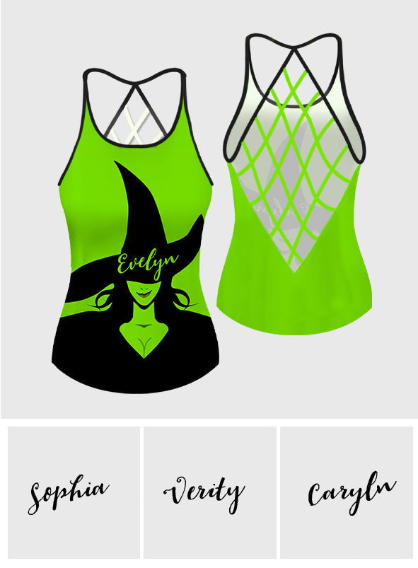 Personalized Witch Cross Tank Top with Custom Name for Halloween