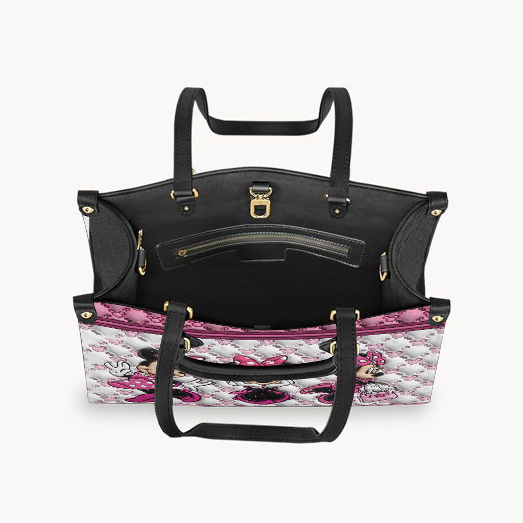 Personalized Pink Leather Handbag with Name - Cute Gift for Mom
