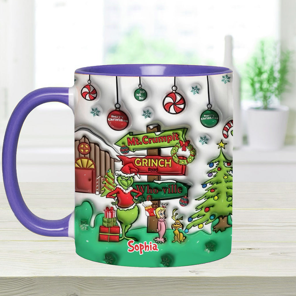 Personalized Christmas Accent Mug Grinch Design Custom Name Gift