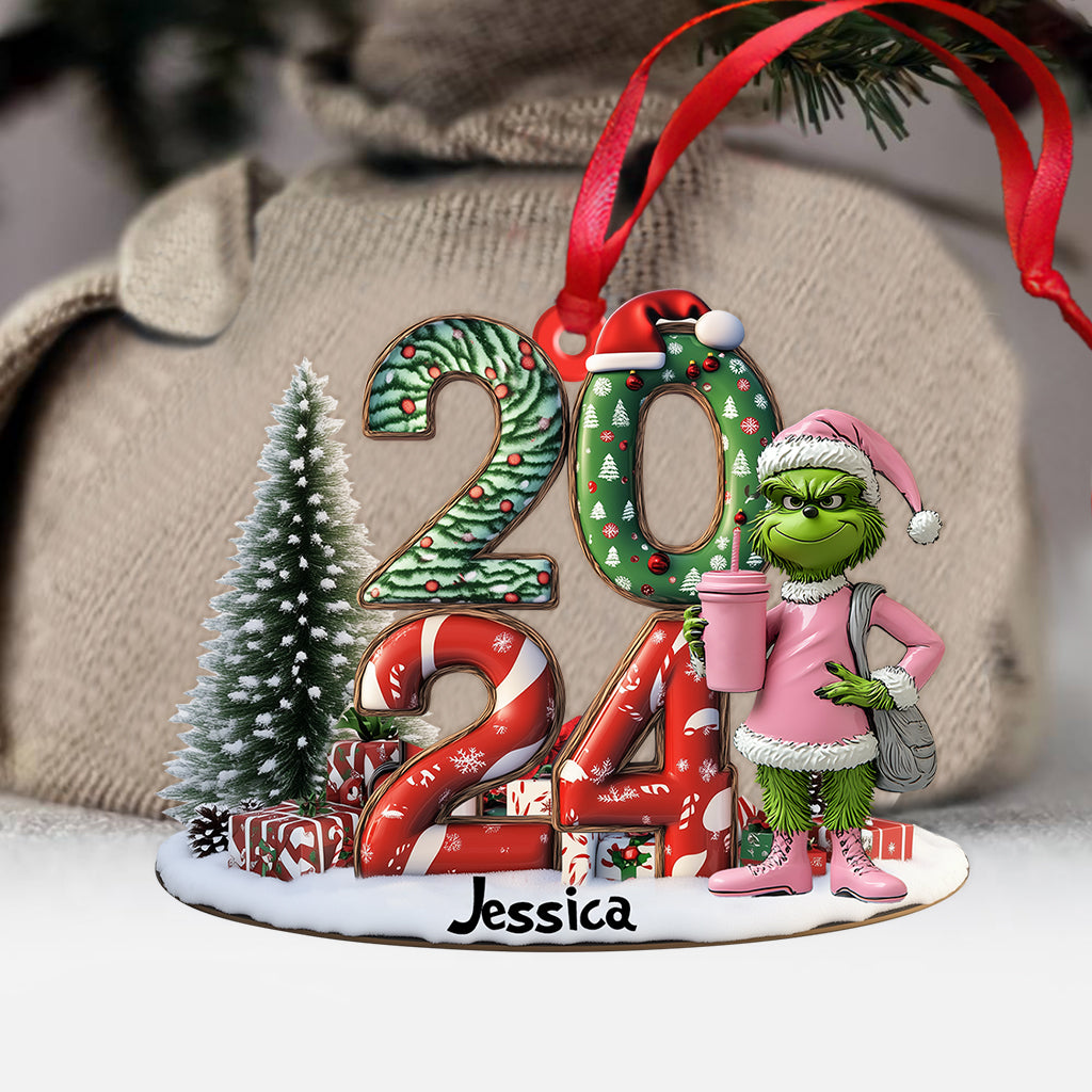 Personalized Grinch Christmas Ornament Custom Shaped Gift 2024