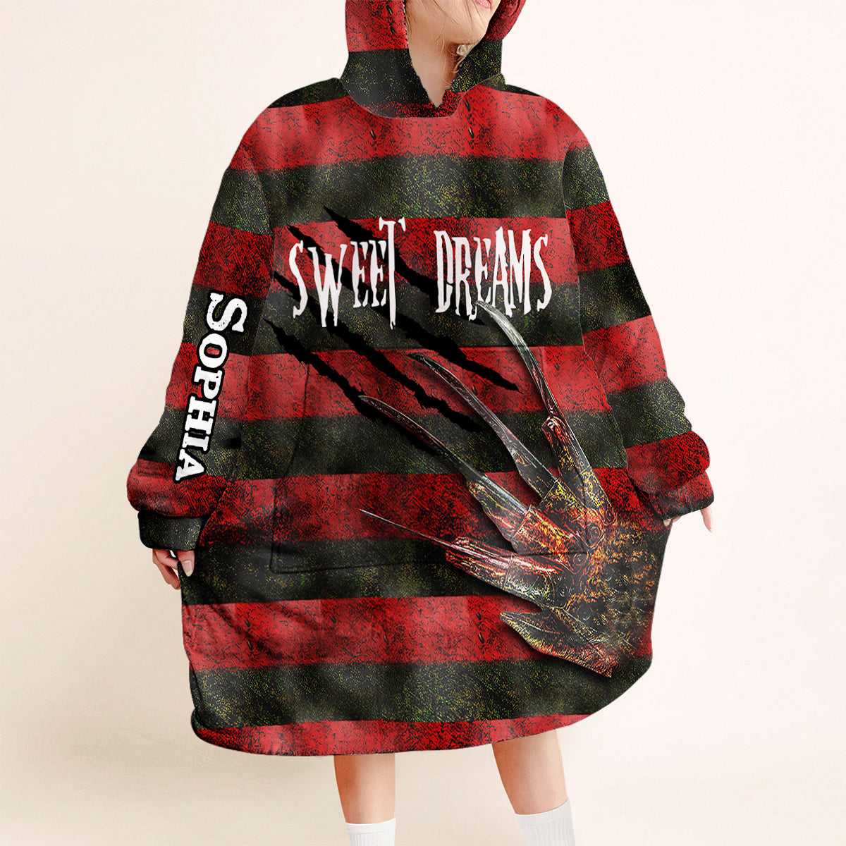 Personalized Sweet Dreams Blanket Hoodie Custom Name Gift for Halloween