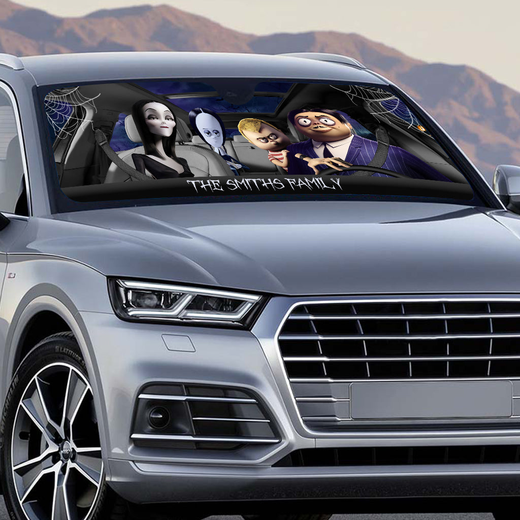 Personalized Halloween Car Sunshade Custom Family Name Gift
