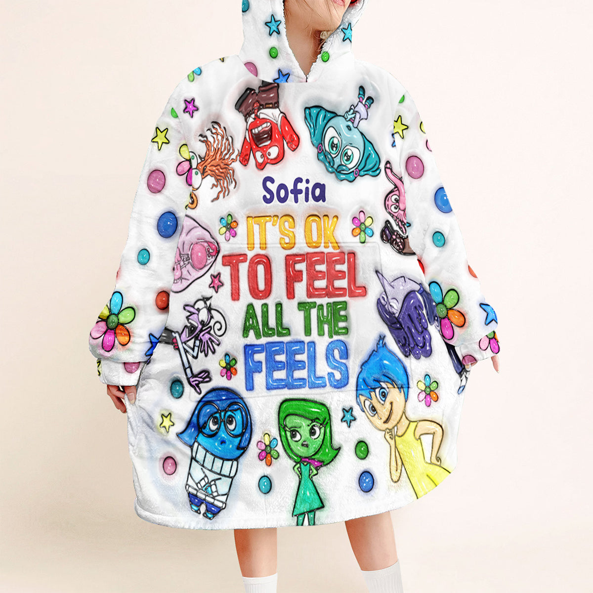 Personalized Hoodie Blanket with Feelings Design for Kids