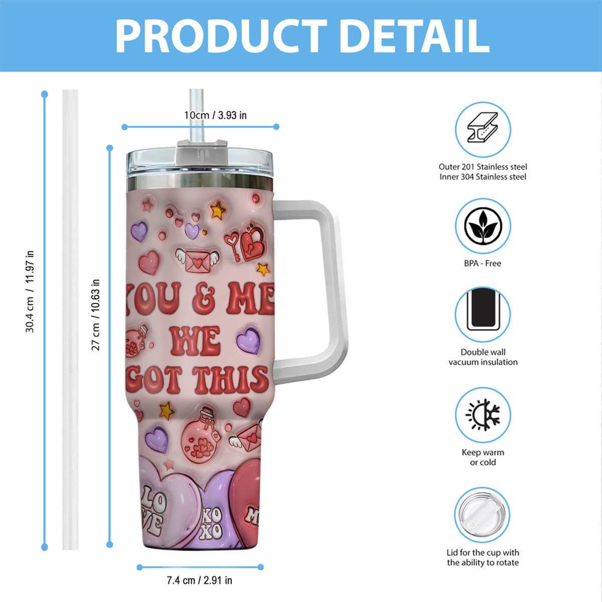 Personalized Mouse Ears Couple Tumbler with Handle for Engagement