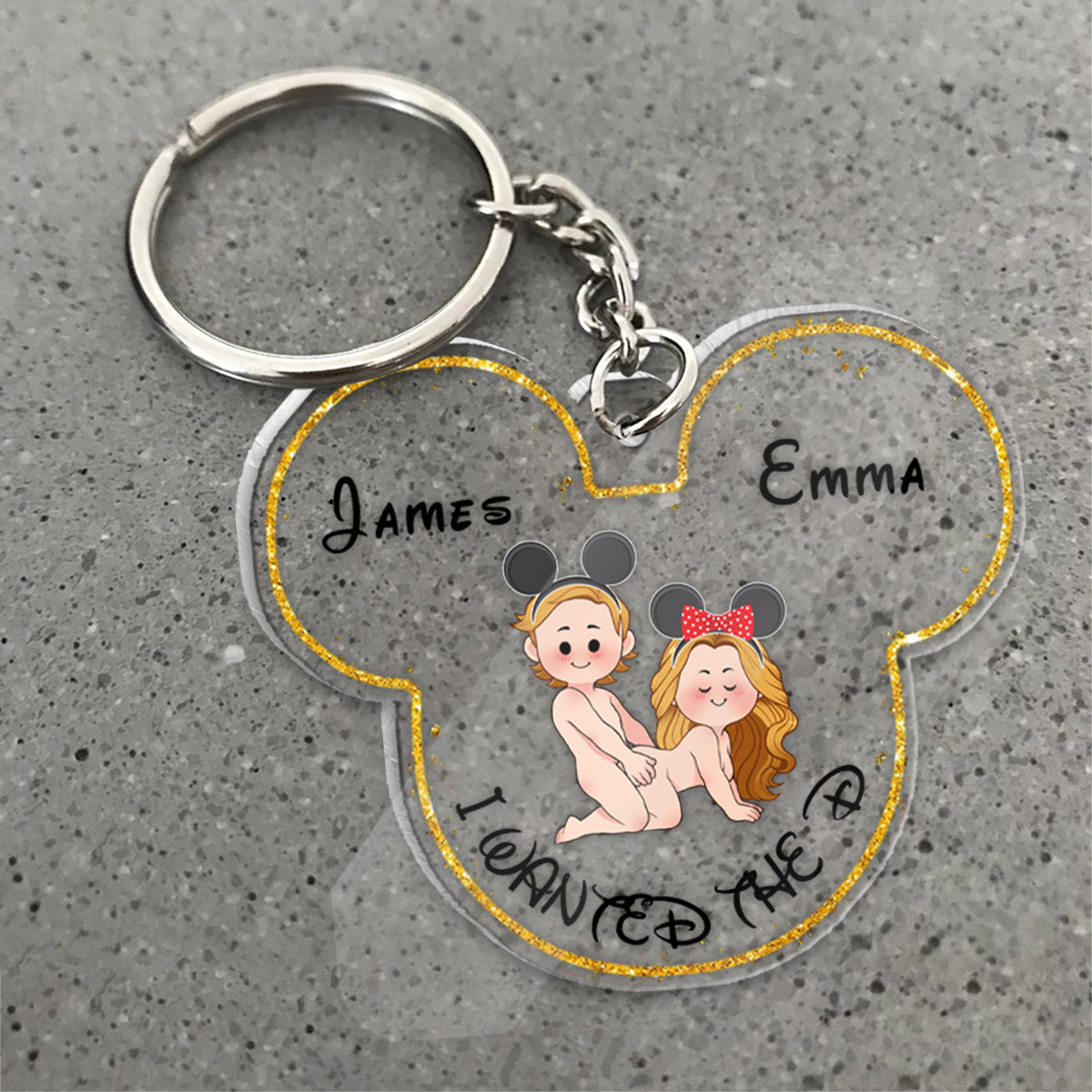 Personalized Acrylic Mouse Ears Keychain Custom Name Gift for Couple