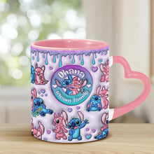Load image into Gallery viewer, Personalized Heart Handle Mug Ohana Means Family Gift

