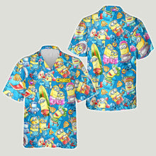 Load image into Gallery viewer, Personalized Hawaiian Shirt with Fun Yellow Monsters, Summer Gift for Family
