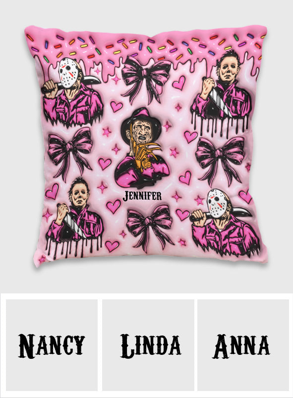Personalized Horror Movie Fan Throw Pillow Custom Name Gift