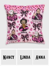 Load image into Gallery viewer, Personalized Horror Movie Fan Throw Pillow Custom Name Gift
