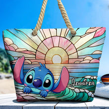 Load image into Gallery viewer, Personalized Canvas Beach Bag Custom Name with Rope Handles
