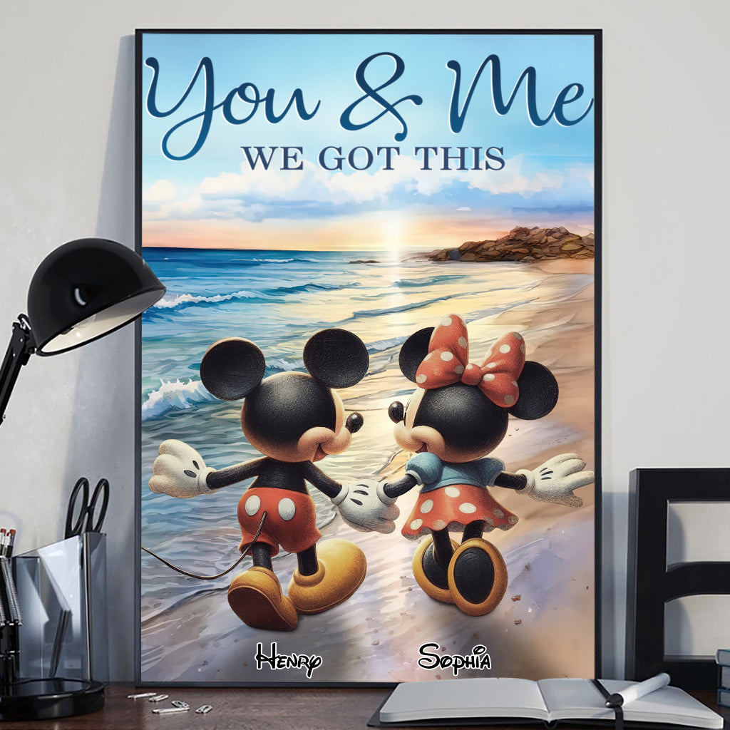 Personalized Mouse Ears Couple Retro Beach Canvas Art Gift