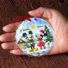 Load image into Gallery viewer, Personalized Round Glass Christmas Ornament with Couple Design
