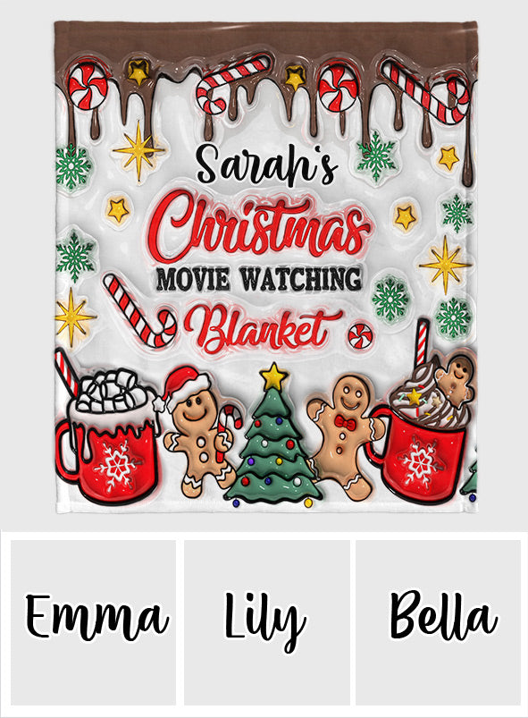 Personalized Christmas Movie Watching Blanket Custom Name Gift