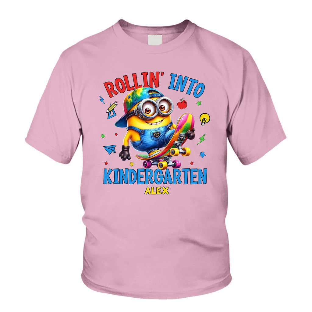Personalized Kids T-Shirt Rollin Into Kindergarten Custom Name