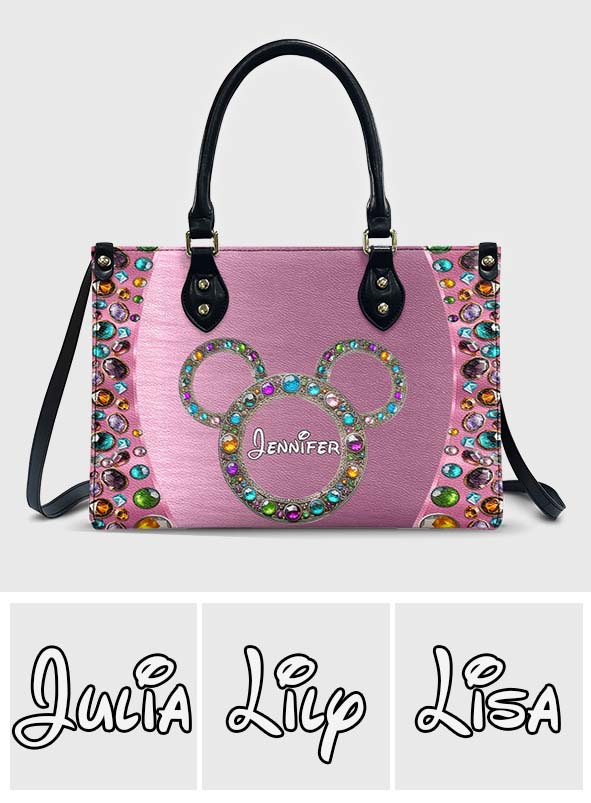 Personalized Pink Leather Handbag with Custom Name for Women