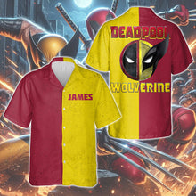 Load image into Gallery viewer, Personalized Deadpool &amp; Wolverine Hawaiian Shirt Custom Name Gift for Him
