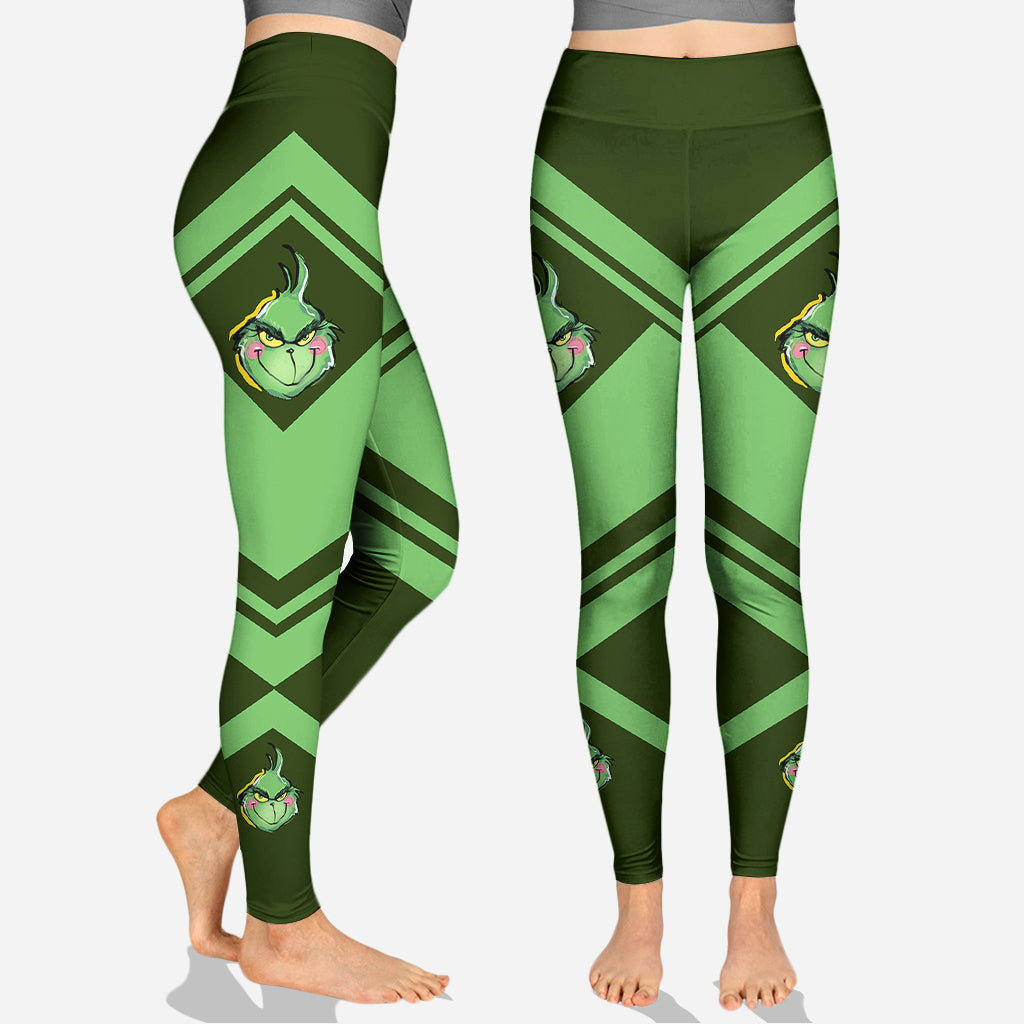 Personalized Grinch Hoodie and Leggings Set for Christmas Gift