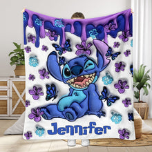 Load image into Gallery viewer, Personalized Purple Ohana Blanket Custom Name Gift for Kids
