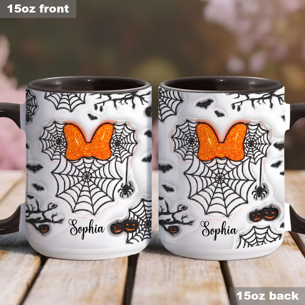 Personalized Halloween Accent Mug with Spider Webs & Name