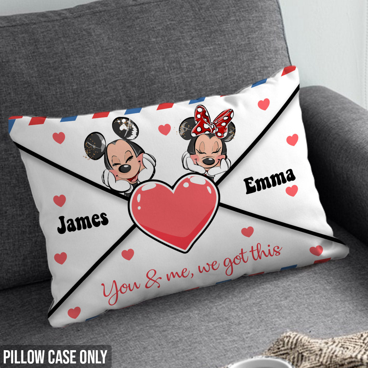 Personalized Love Letter Envelope Rectangular Pillow Cover for Couples