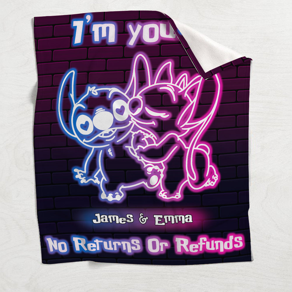 Personalized Neon Effect Ohana Blanket Custom Names Gift for Couples