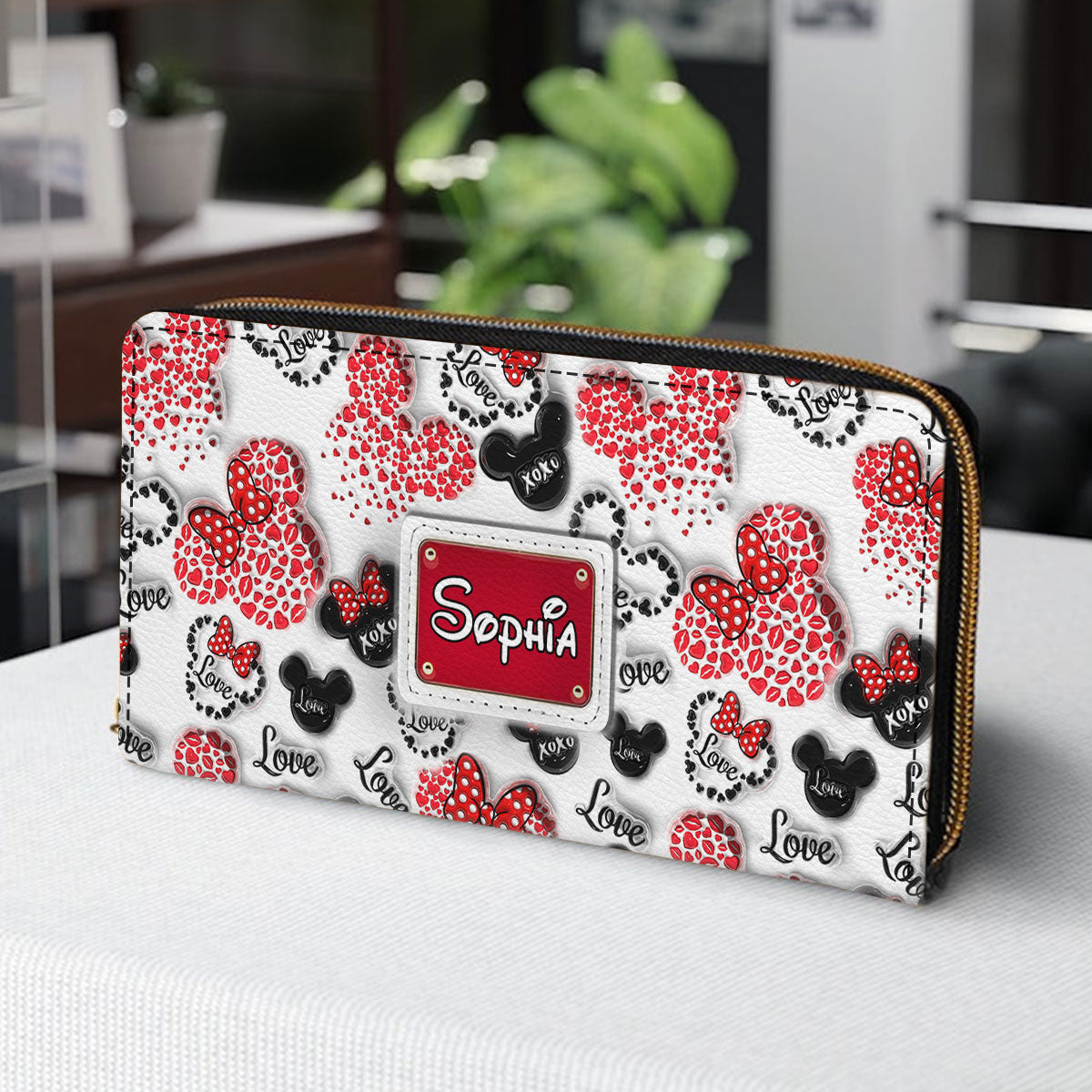 Personalized Minnie Mouse Leather Long Wallet for Women