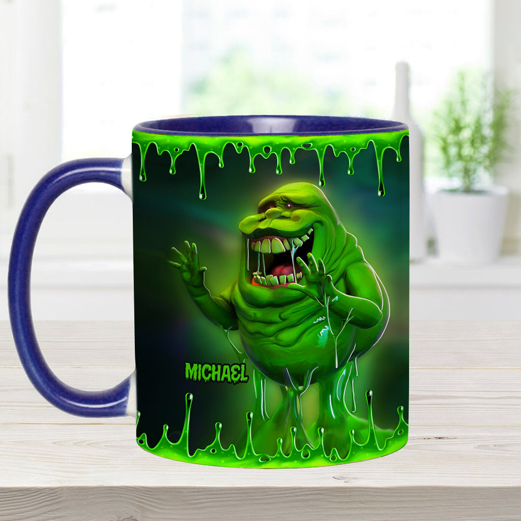 Personalized Green Ghost Accent Mug for Halloween & Birthdays