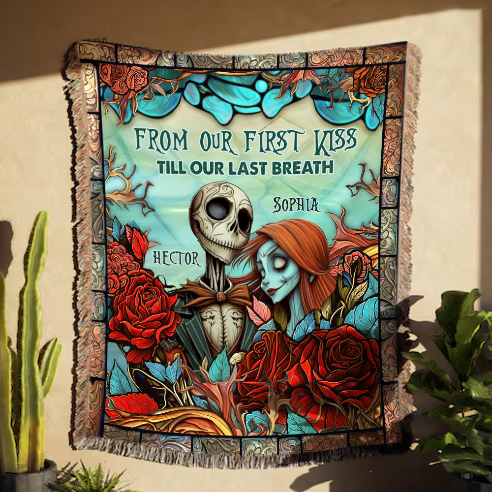 Personalized Woven Blanket Custom Couple Design Gift for Christmas