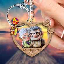 Load image into Gallery viewer, Personalized Couple Keychain Together Since Custom Name Gift
