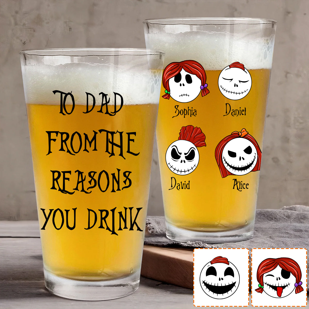 Personalized Beer Glass for Dad Custom Name Gift Idea