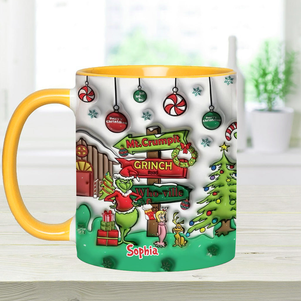 Personalized Christmas Accent Mug Grinch Design Custom Name Gift
