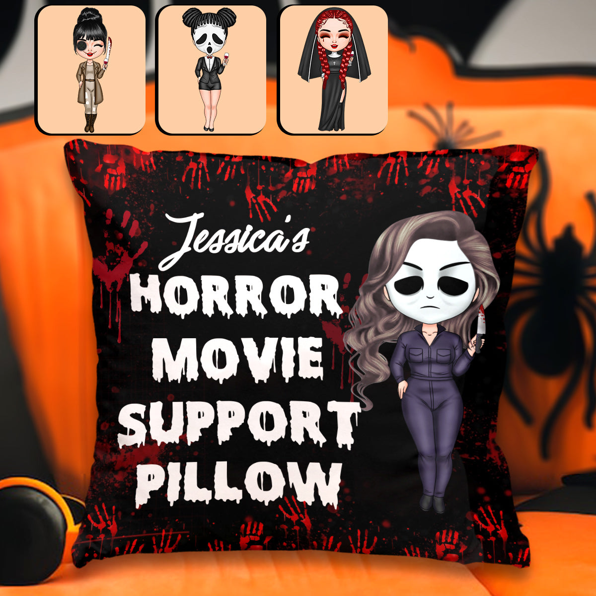 Personalized Horror Movie Support Pillow Custom Name Gift