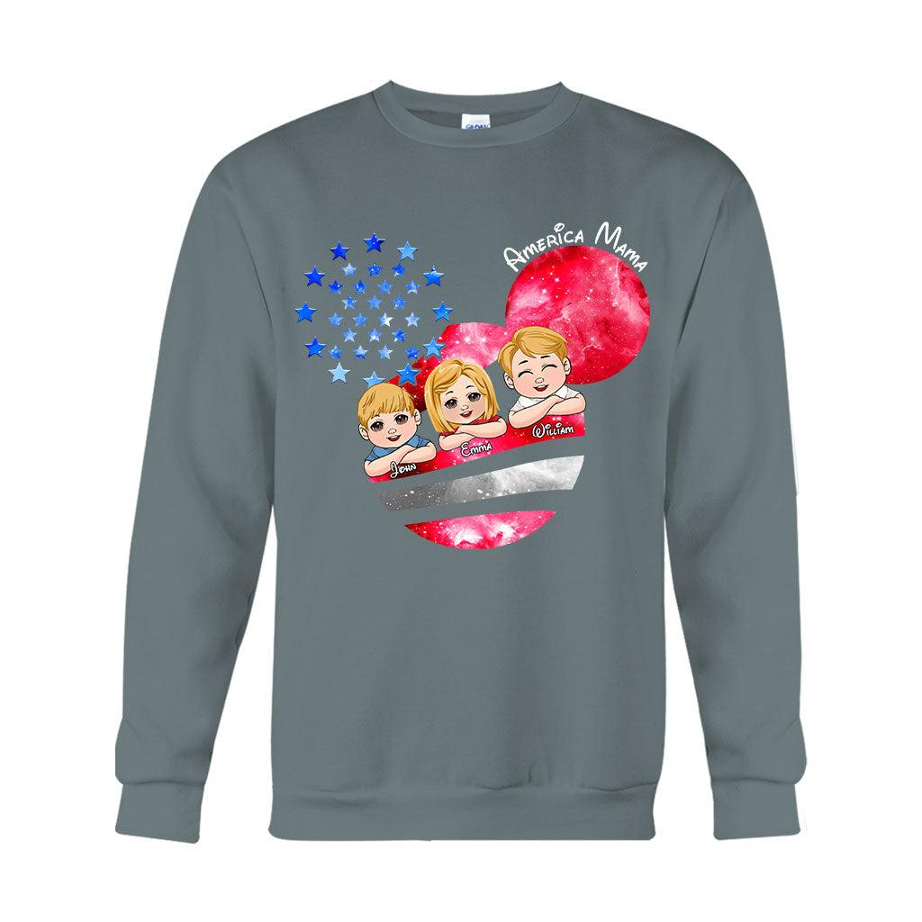 Personalized America Mama T-Shirt & Hoodie Custom Family Gift