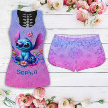 Load image into Gallery viewer, Personalized Ohana Hollow Tank Top &amp; Women Shorts Gift for Kids
