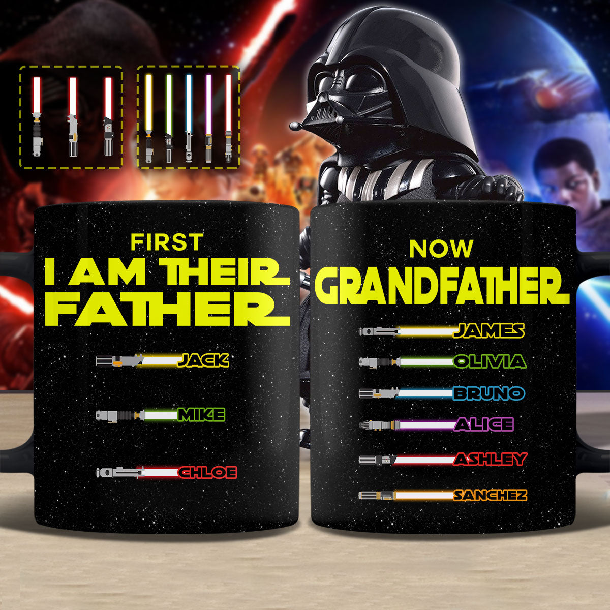 Personalized Star Wars Mug for Grandfathers Custom Name Gift