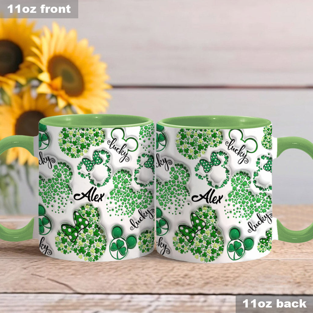 Personalized Shamrock Mouse Ears Accent Mug Gift for St. Patrick's Day