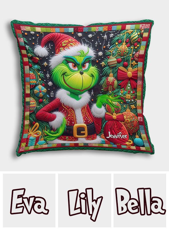 Personalized Grinchmas Throw Pillow Christmas Gift for Kids