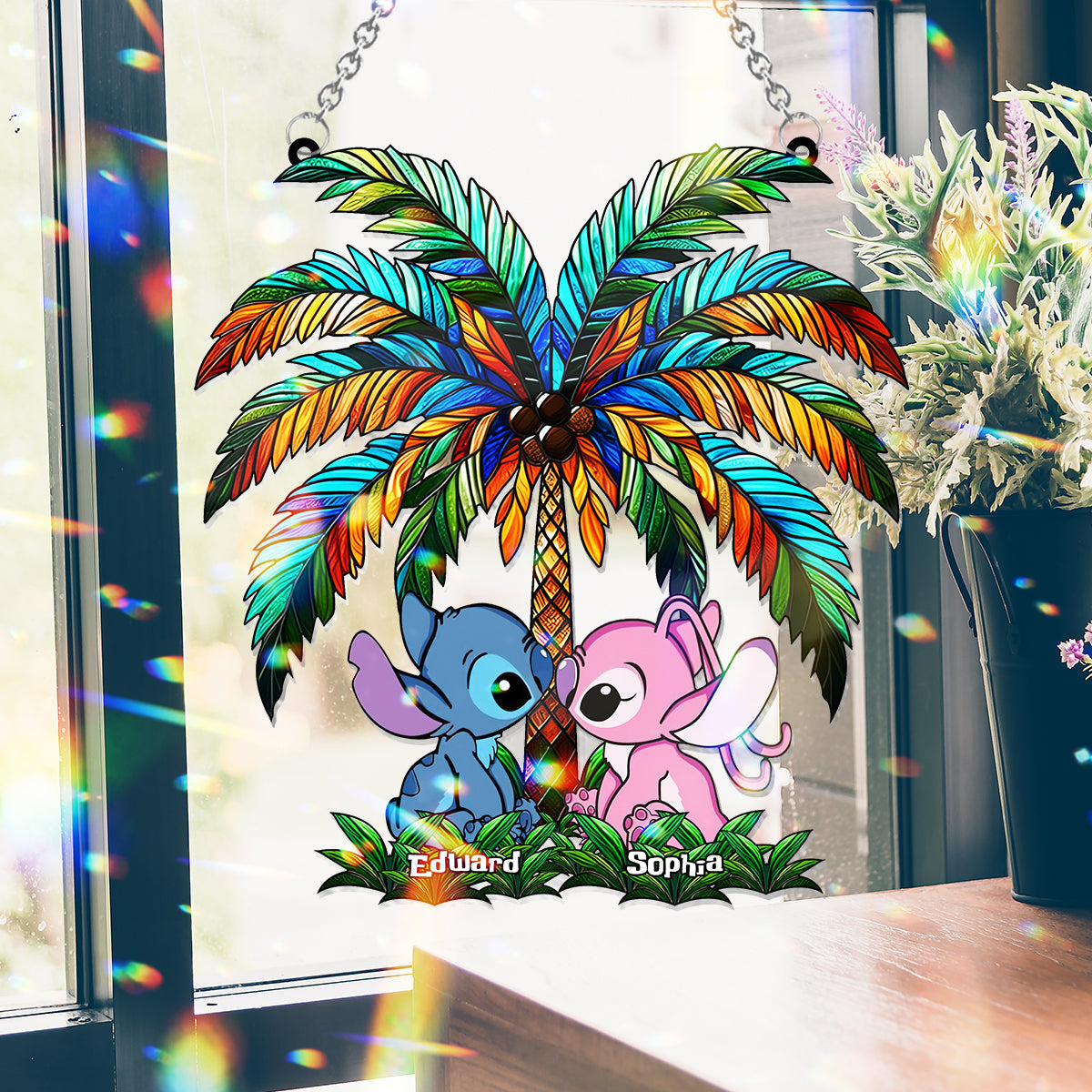 Personalized Ohana Suncatcher Ornament for Couples | Romantic Decor