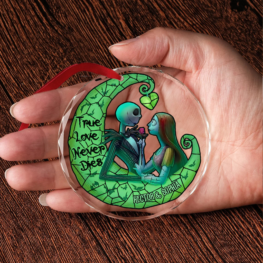 Personalized True Love Never Dies Glass Ornament Christmas Gift