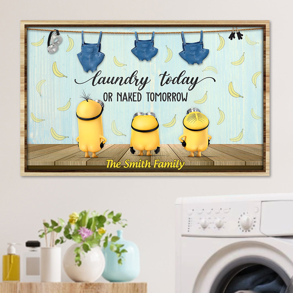 Personalized Laundry Today Naked Tomorrow Wood Sign - Custom Family Home Decor