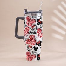 Load image into Gallery viewer, Personalized Mouse Heart Tumbler with Handle for Moms | Unique Christmas Gift
