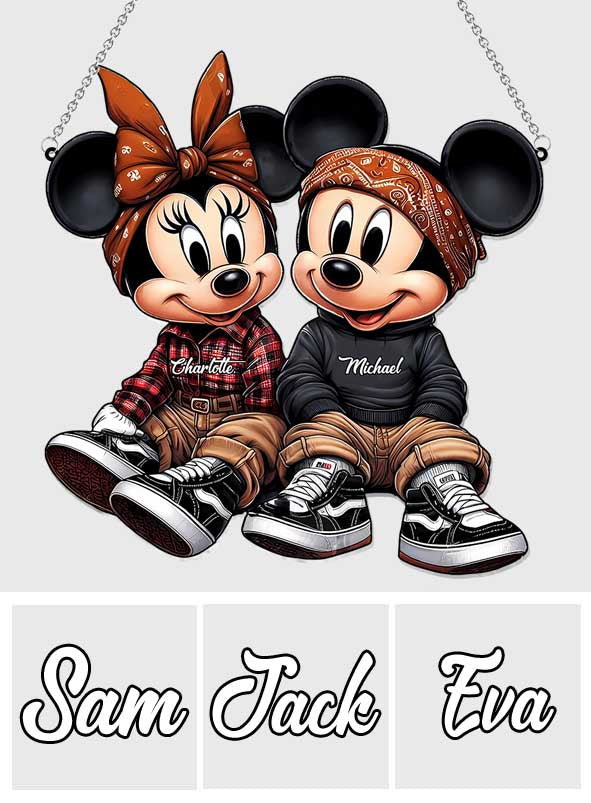 Personalized Mouse Couple Suncatcher Ornament Custom Gift for Couples