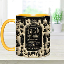 Load image into Gallery viewer, Personalized Black Flame Company Accent Mug Custom Name Halloween Gift
